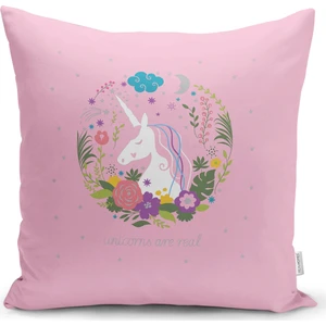 Real Homes Pembe Zeminde Unicorn At Desenli Çocuk Odası Yastık Kırlent Kılıfı