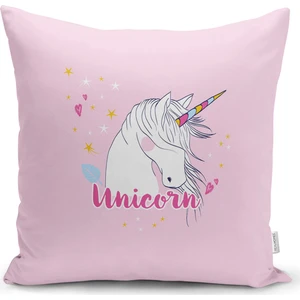 Real Homes Pembe Zeminli Unicorn At Desenli Dekoratif Çocuk Odası Yastık Kırlent Kılıfı
