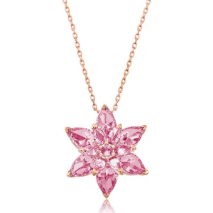 Gümüş Pembe Lotus Çiçeği Kolye
