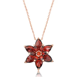 Gümüş Kırmızı Lotus Çiçeği Kolye