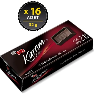 Karam Mini Kakaolu Bitter Çikolata 32 g x 16 Adet