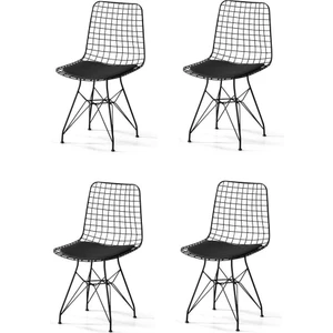 Sivas Gözde   Metal Telli Mutfak Cafe Ofis Bahçe Sandalyesi 4lü Set
