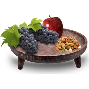 Alina Ayaklı Sunum Tepsisi Büyük Otantik Eskitme Efektli