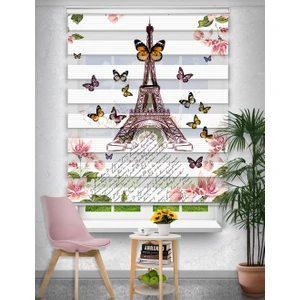 Avart Digital Eiffel Kelebek Baskılı Plise Pano Perde