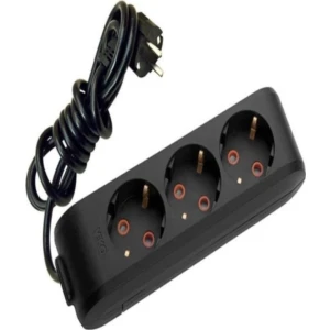 Multi-Led Siyah 3'lü Priz Top. Kablolu Ç. K. 2mt