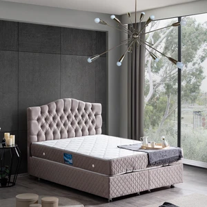 Zümrüt Çift Kişilik Baza Başlık Orthosoft Yatak Seti - Gri