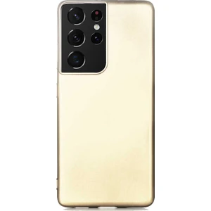 Case 4U Samsung Galaxy S21 Ultra Uyumlu Kılıf Klasik Mat Renkli Yumuşak Premier Silikon Altın