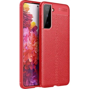 Case 4U S21 Uyumlu Kılıf Rugan Armor Deri Görünümlü Yüksek Kalite Silikon Niss Kırmızı