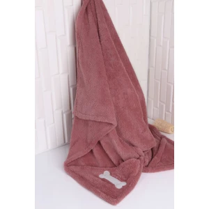 Evcil Hayvan Kedi/köpek Cepli Kurulama Havlusu Kemik Nakışlı Gül Kurusu