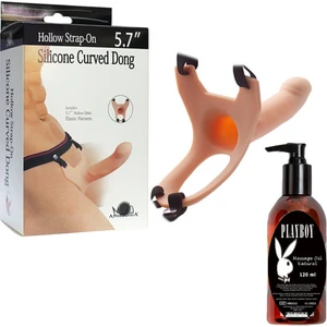 Silicone Curved Dong 6.7'' Strapon ve Playboy Masaj Yağı