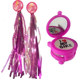 Hsgl Bisiklet Kartlı Püskül Pembe Aynalı Zil Set