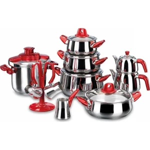 A 1727 Rosa Hiper Takım 18 Parça - Korkmaz A 1275 Mia Erguvan 5 Parça Tencere Takımı Hediye