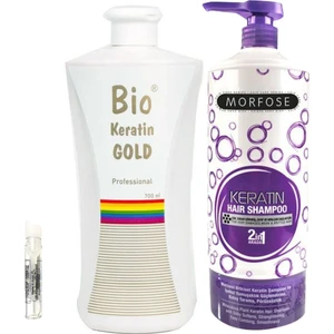 Bio Keratin Gold Brezilya Fönü Kalıcı Saç Düzleştirici Keratin  + Morfose Keratin Şampuan 1000ml