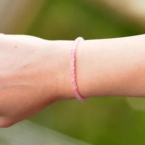 Taş Sandığı Pembe Kuvars Taşı Gümüş Bileklik - 4 mm