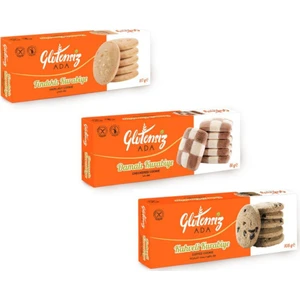 Glutensiz Ada Glutensiz Fındıklı Kurabiye 117 gr - Glutensiz Damalı Kurabiye 81 gr - Glutensiz Kahveli Kurabiye 108 gr