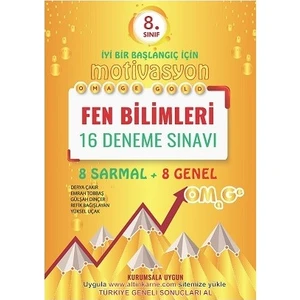 Omage Yayınları  8. Sınıf  Gold Motivasyon Fen Bilimleri 16 Deneme Sınavı (8 Sarmal + 8 Genel)