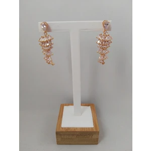 Zirkon Taşlı Pirinç Küpe - Gold