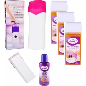 Kartuş Ağda Makinesi+Vivet Naturel Rollon Ağda 100ML X3 Lü Set