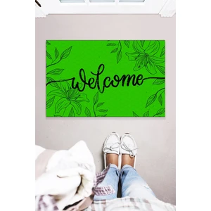 Buket Home Welcome Yeşil Zemin Dekoratif Kapı Önü Paspası