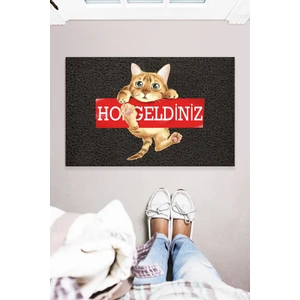 Buket Home Hoşgeldiniz Kedi Dekoratif Kapı Önü Paspas