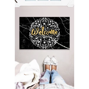 Buket Home Siyah Granit Desen Welcome Dekoratif Kapı Önü Paspası