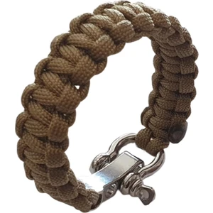 Ayarlı Metal Tokalı Paracord Bileklik #k.bej Ip - Gümüş