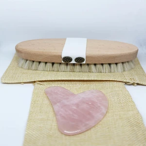 Sertifikalı   Doğal At Kılı Fırçası + Pembe Kuvars Taşı