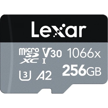 Lexar 256GB Professional 1066X UHS-I MicroSDXC Memory Card + SD Adaptör Silver