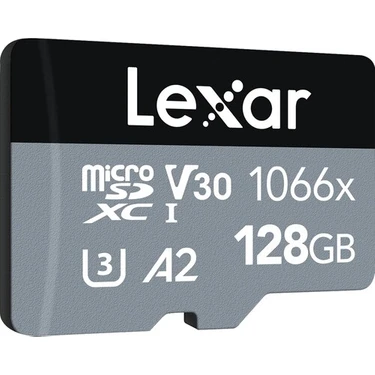 Lexar 128GB Professional 1066X UHS-I MicroSDXC Memory Card + SD Adaptör (Silver