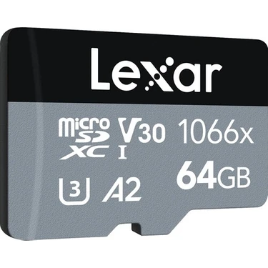 Lexar 64GB Professional 1066X UHS-I MicroSDXC Memory Card + SD Adaptör (Silver