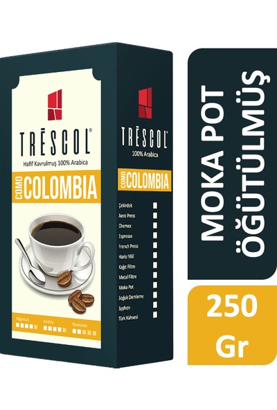 Trescol Colombia Moka POT-V60 Için Öğütülmüş Kahve 250 gr