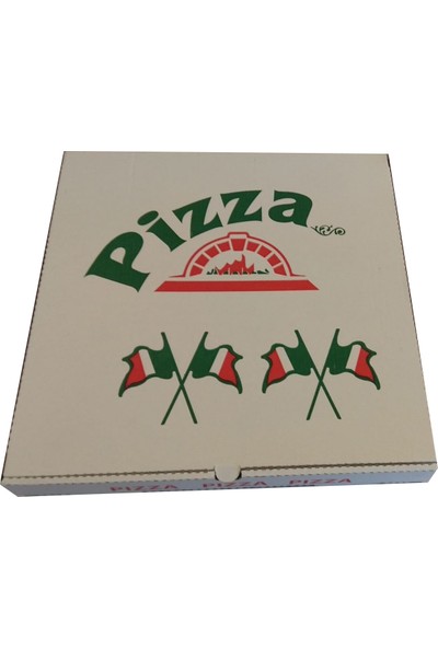 Tez Pizza Kutusu Baskılı Beyaz 33X33X4 - 100 Lü