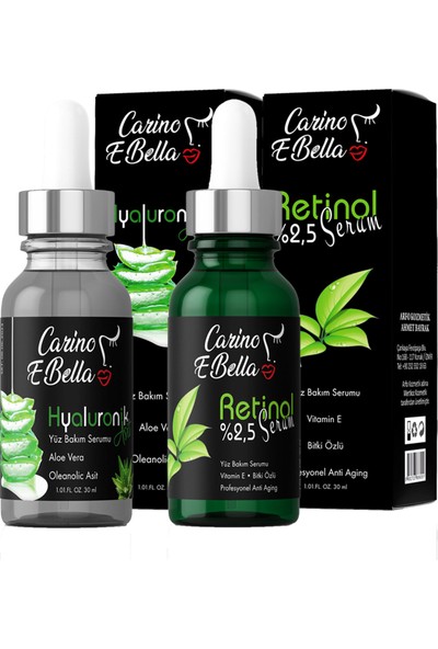 Carino E Bella Hyaluronik Asit Serum %2 - Retinol Serum %2,5 Black 30 ml