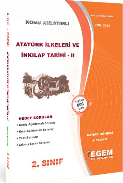 Egem Yayınları Atatürk Ilkeleri ve Inkılap Tarihi - Iı Konu Anlatımlı Soru Bankası Bahar Dönemi 4. Yarıyıl