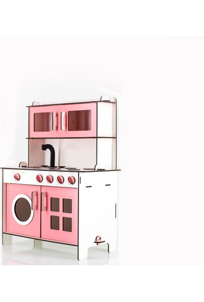 Emrin Oyuncak Hediyelik - Pembe Renk Montessori Ahşap Evcilik Oyuncak Mutfak Seti
