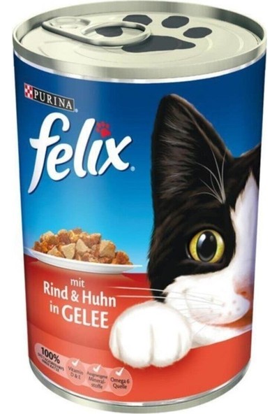 Felix Sığır Etli ve Tavuklu Kedi Konservesi 400 gr 24 Adet