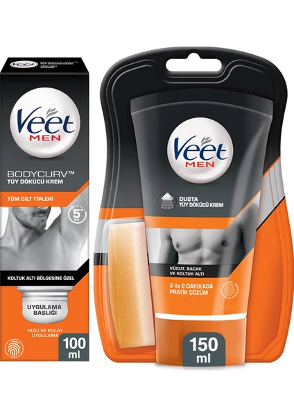 Veet Men 150 ml Duşta Tüy Dökücü Krem + Veet Men Koltuk Altına Özel 100 ml Tüy Dökücü Krem