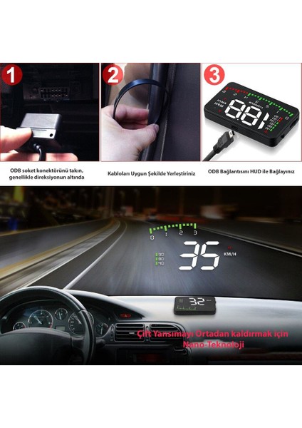 3.5 Inç Obd Sistem Sanal Gösterge Paneli Hud Head Up Display