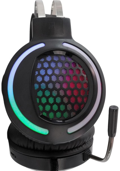 MF Product Strike 0600 RGB Kablolu Kulak Üstü Oyuncu Kulaklığı 7.1 USB Siyah