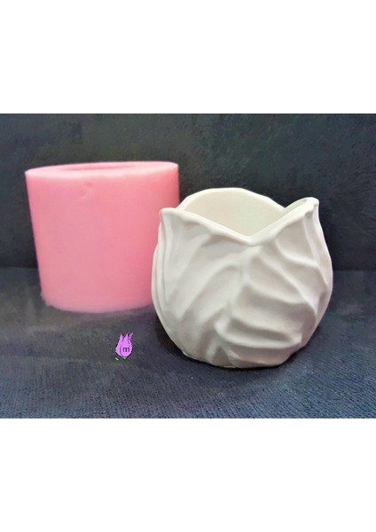 Yaprak Lale Şeklinde Mumluk, Saksı Silikon Kalıp K-823