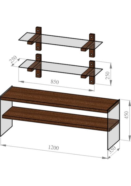 Neostill - Ahşap Tv Ünitesi Woodn Glass TV105