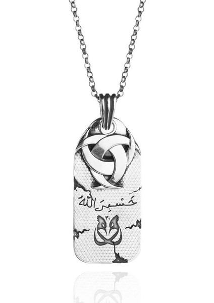 Hüdhüd Kuşu ve Teşkilat-I Mahsusa Figürlü Gümüş Künye Kolye