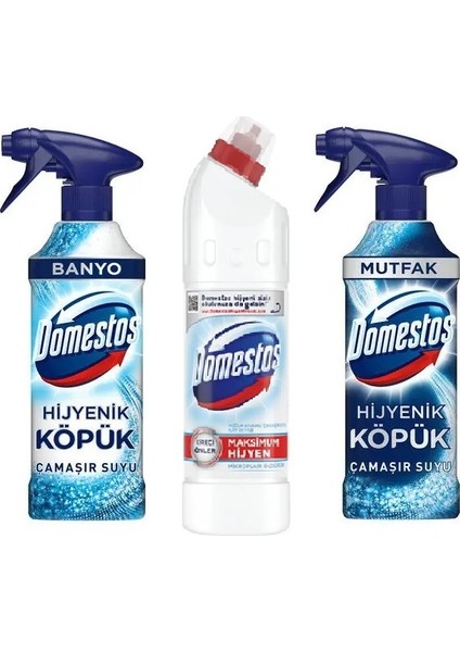 Hıjyenık Kopuk 450 ml Banyo + Domestos Hıjyenık Kopuk 450 ml Mutfak + Domestos Jel