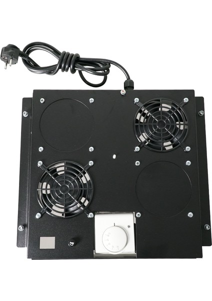 2'li Rack Kabinet Fan Modülü Termostatlı Ral 9005 Siyah