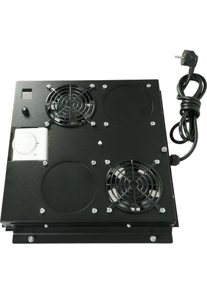 2'li Rack Kabinet Fan Modülü Termostatlı Ral 9005 Siyah