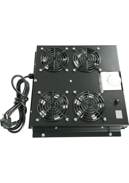 4lü Rack Kabinet Fan Modülü Termostatlı Ral 9005 Siyah