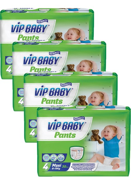 Bebiko Vip Baby Bebek Bezi Maxi 4 Numara 30 Adet 4'lü Set