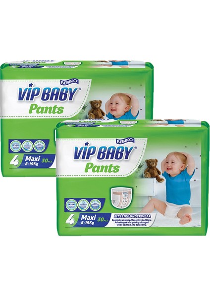 Bebiko Vip Baby Bebek Bezi Maxi 4 Numara 30 Adet 2'li Set