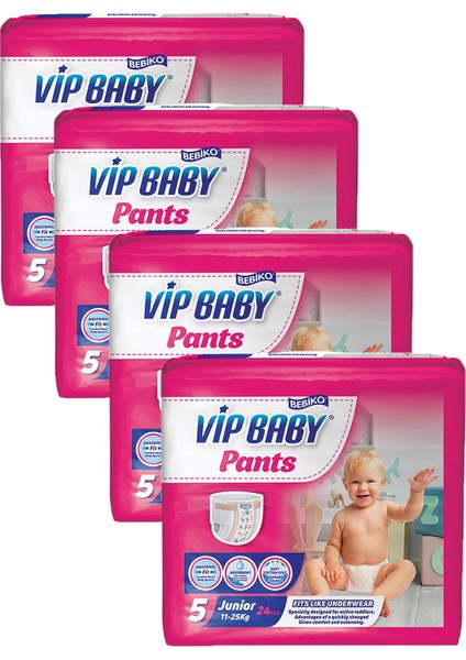 Bebiko Vip Baby Bebek Bezi Junior 5 Numara 24 Adet 4'lü Set