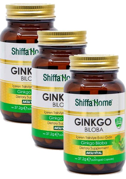 3 Adet Aksuvital Ginkgo Biloba 620 mg 60 Kapsül